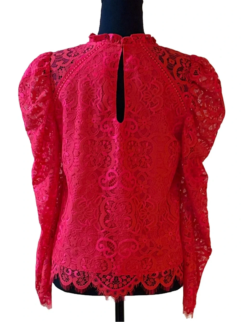 Lilly Pulitzer Averi Lace Top S Ruby Red Pink Puff Sleeve Blouse